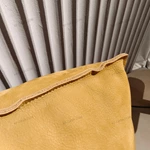 Warm Yellow Suede Upholstered Bed with Minimalist Half-Slat Back Panel & Skirted Base